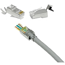CAT7 EZ Metal FTP RJ45 Konnektör – CAT6A / CAT7 Uyumlu Açık Uçlu Modüler Plug (100 Adet)