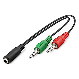 Hq Speed Kulaklık Mikrofon Birleştirici Y Kablo 3.5 mm Dişi to 2x 3.5 mm Erkek Kablo